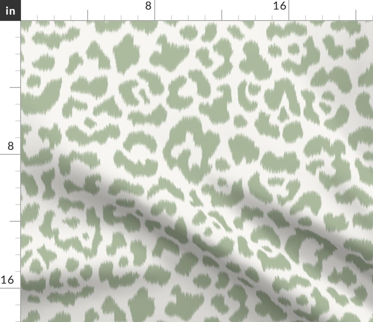 Sage Green Leopard Animal Print Maximalist Tropical Custom Printed Fabric by Spoonflower Various Fabrics by the Yard or Fat Quarter